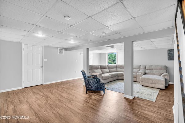 Interior, Living room, Recessed Lighting, Wood Texture Flooring