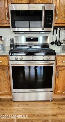 Interior, Kitchen, Stainless Steel Appliances, Wood Texture Flooring