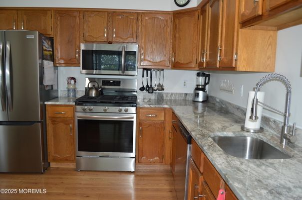 Interior, Kitchen, Stainless Steel Appliances, Wood Texture Flooring