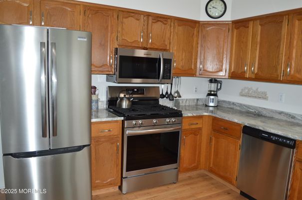 Interior, Kitchen, Stainless Steel Appliances, Wood Texture Flooring