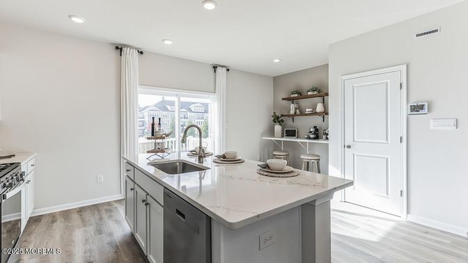 Interior, Kitchen, Recessed Lighting, Wood Texture Flooring