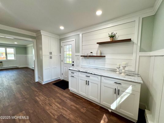 Interior, Kitchen, Recessed Lighting, Wood Texture Flooring