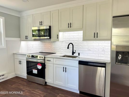 Interior, Kitchen, Stainless Steel Appliances, Wood Texture Flooring