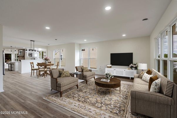 Dining room, Interior, Kitchen, Living room, Pendant Lights, Recessed Lighting, Wood Texture Flooring