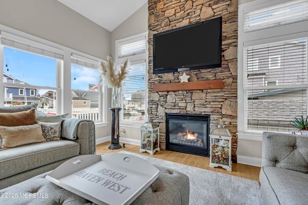 Fireplace, Interior, Living room, Stone Walls, Wood Texture Flooring