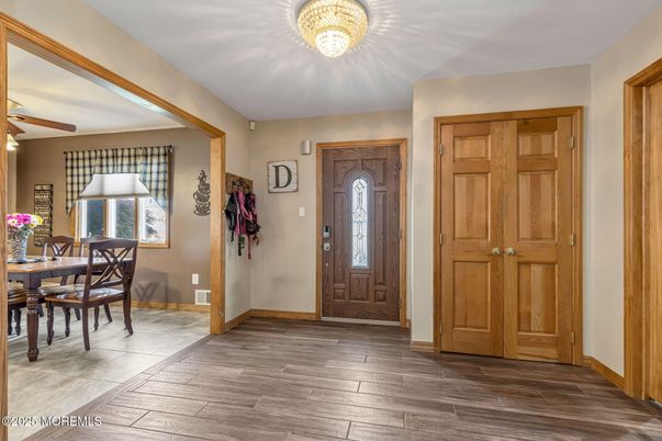 Chandelier, Dining room, Interior, Wood Texture Flooring