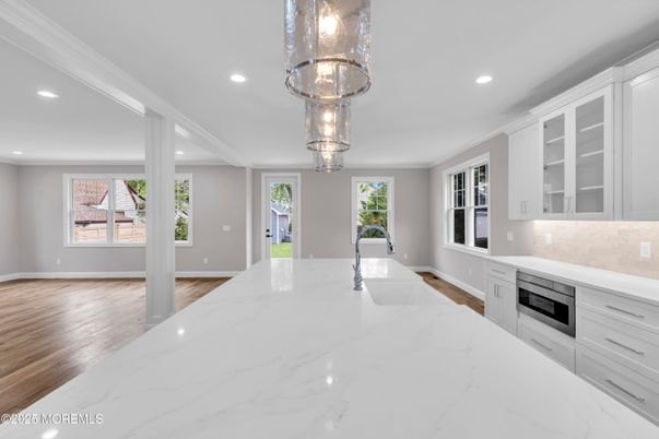Interior, Kitchen, Pendant Lights, Recessed Lighting, Wood Texture Flooring