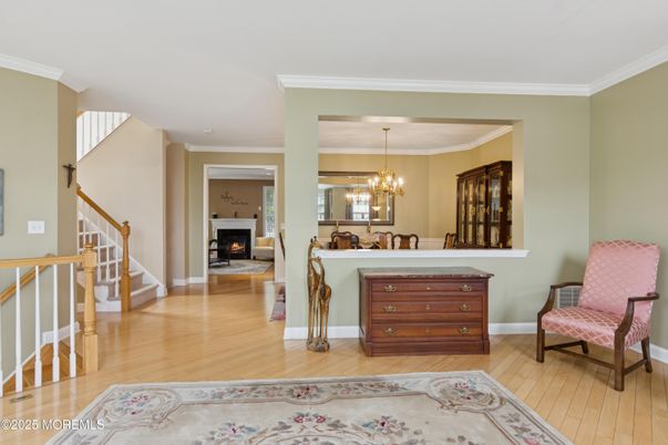 Chandelier, Dining room, Fireplace, Interior, Wood Texture Flooring