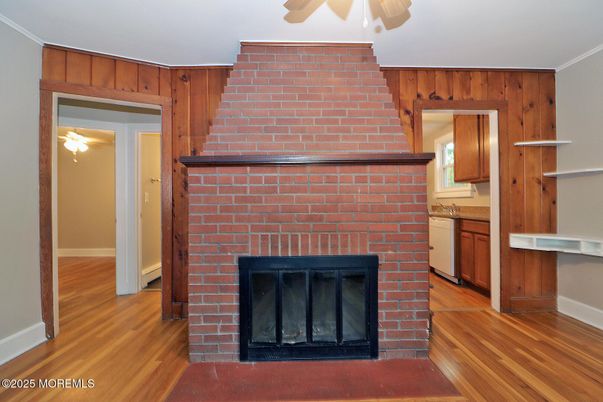 Fireplace, Interior, Stone Walls, Wood Texture Flooring, Wooden Walls