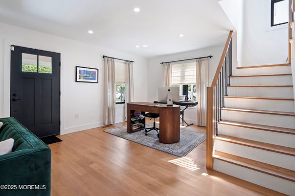 Home Office, Interior, Recessed Lighting, Wood Texture Flooring