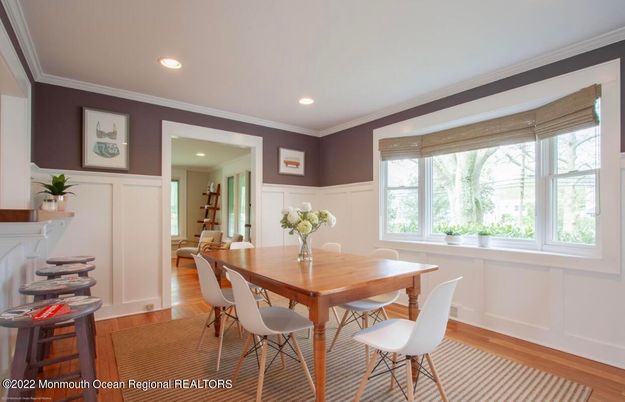 Dining room, Interior, Recessed Lighting, Wood Texture Flooring