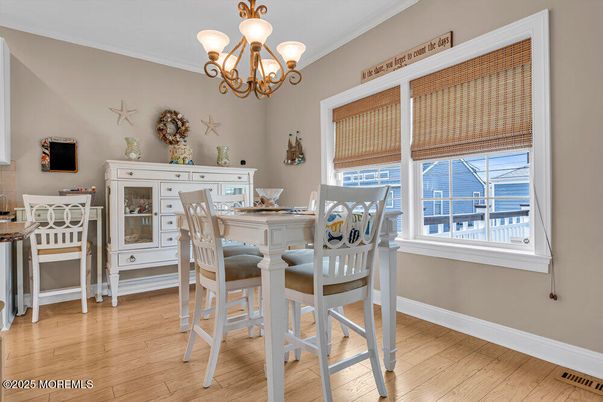 Chandelier, Dining room, Interior, Wood Texture Flooring