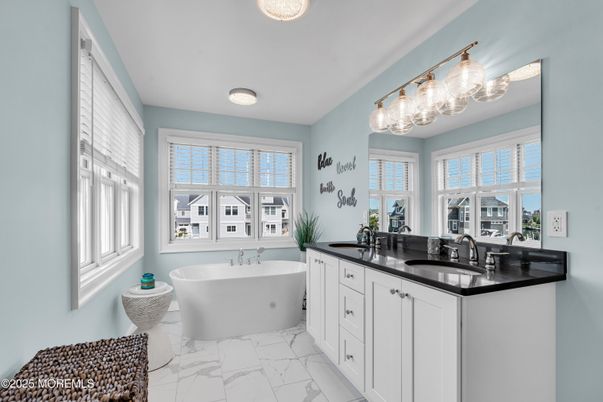 Bathroom, Dual Sink Vanities, Free Standing Baths, Interior, Marble