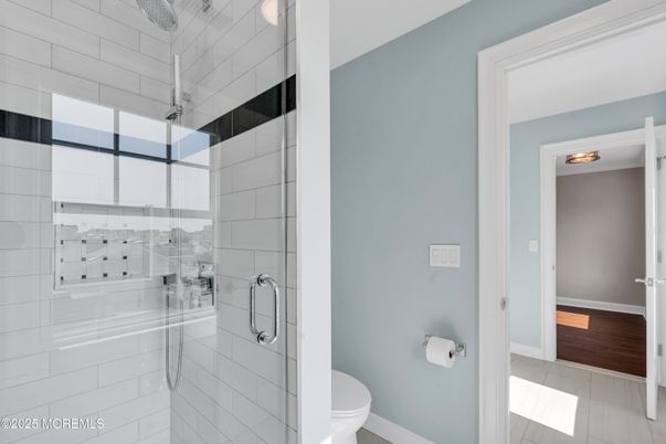 Bathroom, Glass Shower, Interior, Wood Texture Flooring