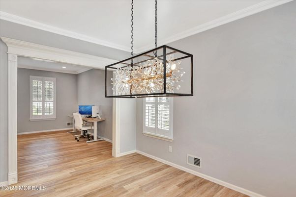 Home Office, Interior, Pendant Lights, Recessed Lighting, Wood Texture Flooring