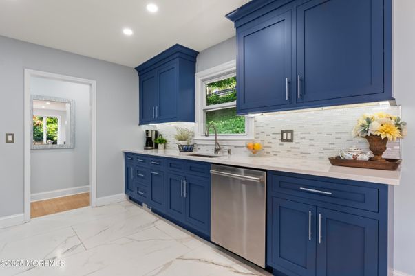 Interior, Kitchen, Marble, Recessed Lighting, Stainless Steel Appliances