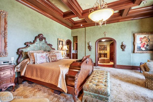 Bedroom, Interior, Recessed Lighting, Wooden Beams