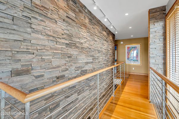 Interior, Recessed Lighting, Stone Walls, Wood Texture Flooring