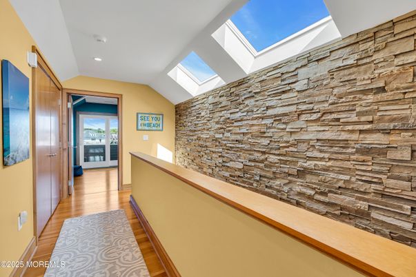 Interior, Recessed Lighting, Stone Walls, Wood Texture Flooring