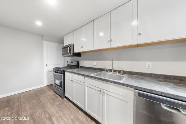 Interior, Kitchen, Recessed Lighting, Wood Texture Flooring