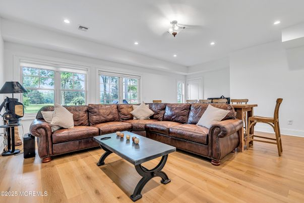 Dining room, Interior, Living room, Recessed Lighting, Wood Texture Flooring