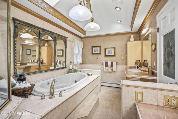 Bathroom, Dual Sink Vanities, Interior, Pendant Lights, Recessed Lighting