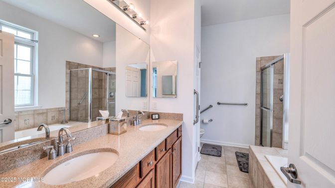 Bathroom, Dual Sink Vanities, Glass Shower, Interior, Recessed Lighting