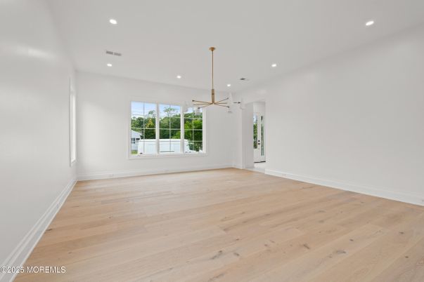 Empty room, Interior, Pendant Lights, Recessed Lighting, Wood Texture Flooring