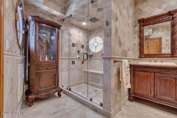 Bathroom, Glass Shower, Interior, Stone Walls