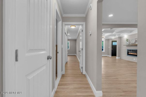Fireplace, Interior, Recessed Lighting, Wood Texture Flooring