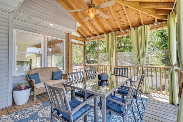 Dining room, Interior, Recessed Lighting, Sun Room, Wooden Beams, Wooden Ceilings, Wood Texture Flooring