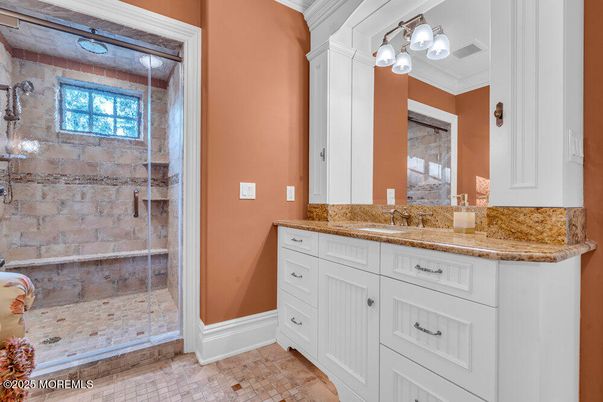 Bathroom, Glass Shower, Interior, Stone Walls