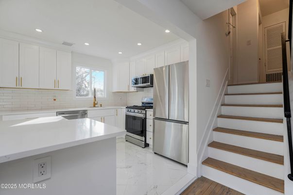 Interior, Kitchen, Marble, Recessed Lighting, Stainless Steel Appliances