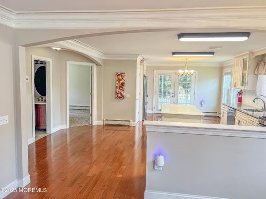 Chandelier, Interior, Wood Texture Flooring
