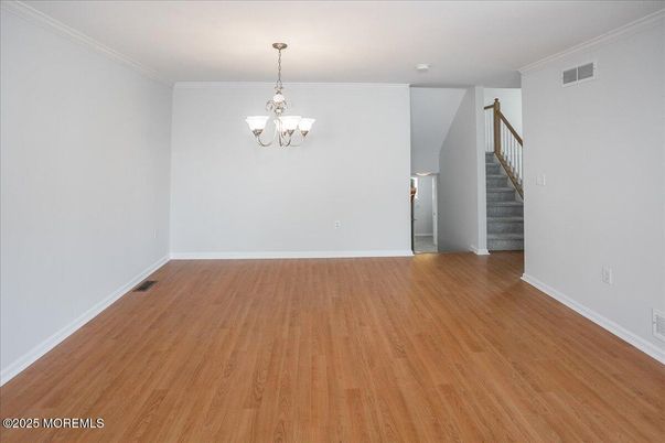 Chandelier, Empty room, Interior, Wood Texture Flooring