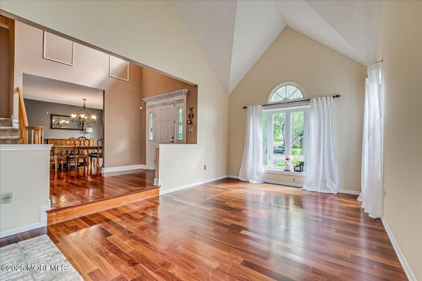 Chandelier, Dining room, Interior, Wood Texture Flooring