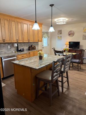 Dining room, Interior, Kitchen, Pendant Lights, Wood Texture Flooring