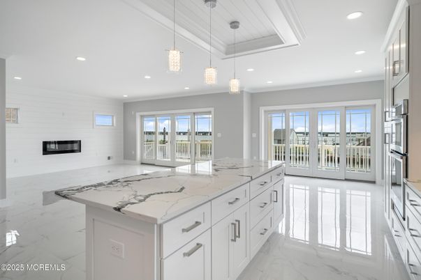 Interior, Kitchen, Marble, Pendant Lights, Recessed Lighting