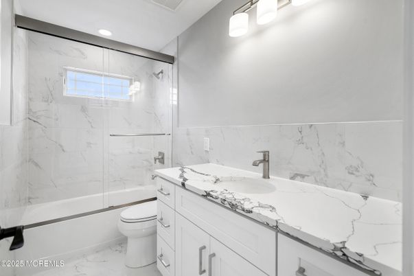 Bathroom, Glass Shower, Interior, Marble, Marble Walls, Recessed Lighting
