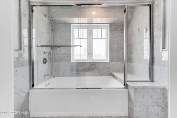 Bathroom, Glass Shower, Interior, Marble Walls