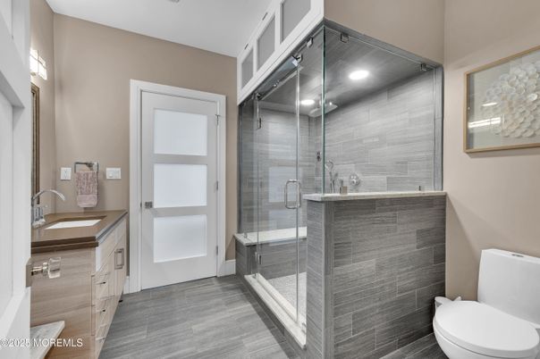 Bathroom, Glass Shower, Interior, Recessed Lighting