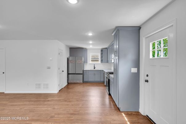 Interior, Kitchen, Recessed Lighting, Wood Texture Flooring