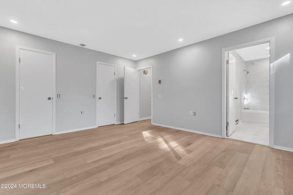 Bathroom, Empty room, Interior, Marble, Recessed Lighting, Wood Texture Flooring