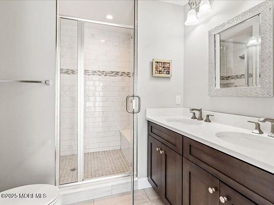 Bathroom, Dual Sink Vanities, Glass Shower, Interior, Recessed Lighting