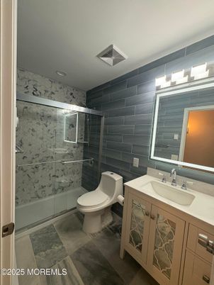 Bathroom, Glass Shower, Interior, Marble Walls, Recessed Lighting