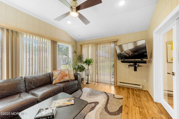 Interior, Living room, Recessed Lighting, Wood Texture Flooring