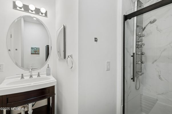 Bathroom, Glass Shower, Interior, Marble Walls