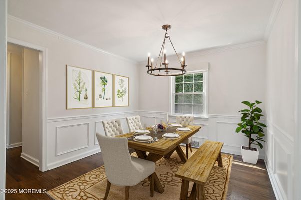 Chandelier, Dining room, Interior, Wood Texture Flooring