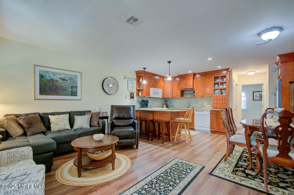 Dining room, Interior, Kitchen, Living room, Pendant Lights, Recessed Lighting, Wood Texture Flooring