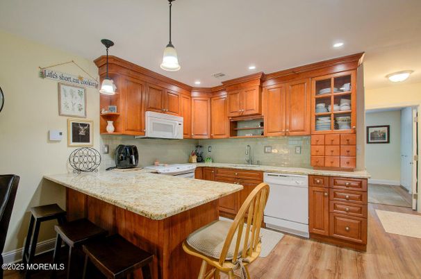 Interior, Kitchen, Pendant Lights, Recessed Lighting, Wood Texture Flooring
